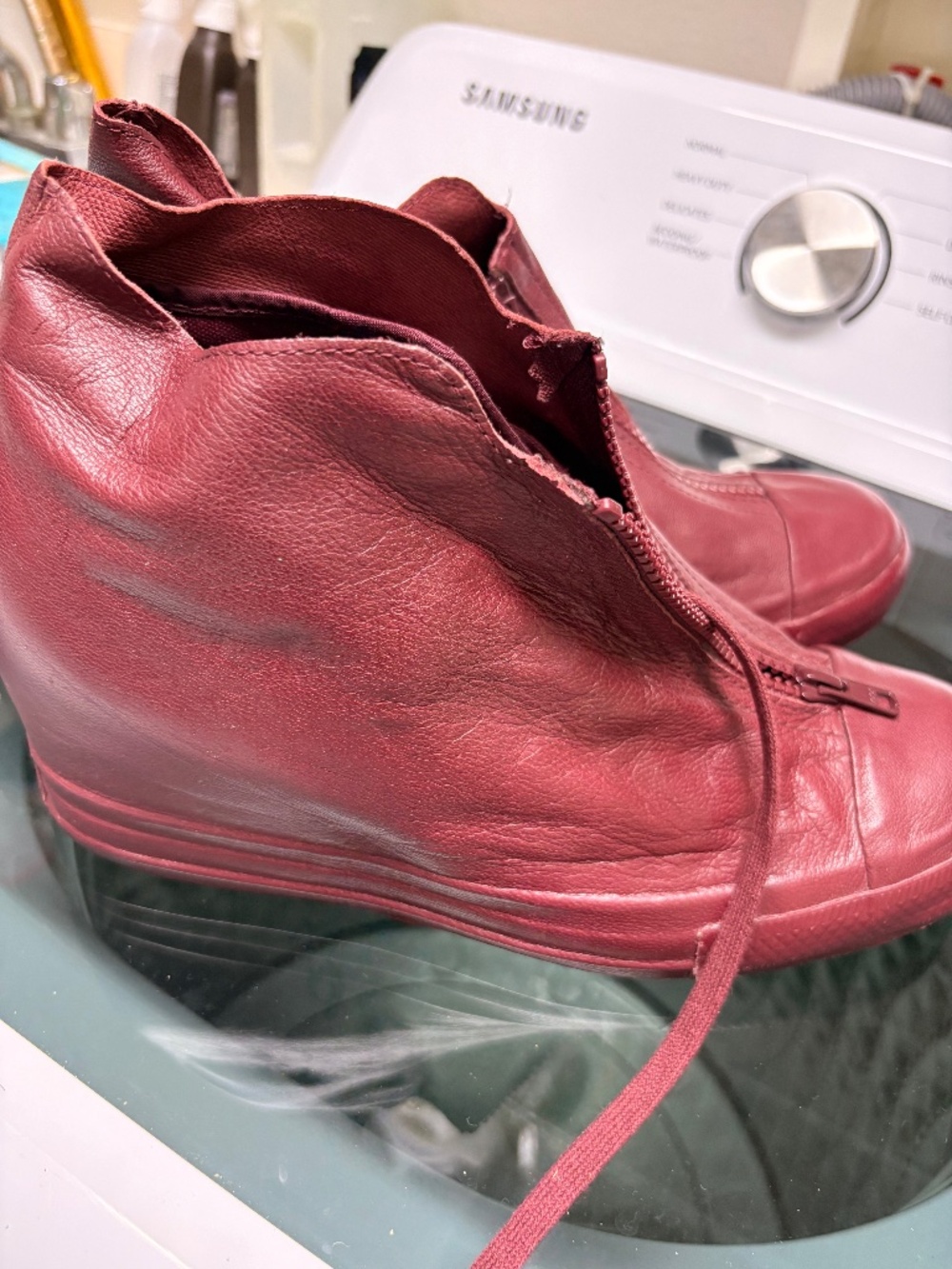 Converse wedge leather sneakers